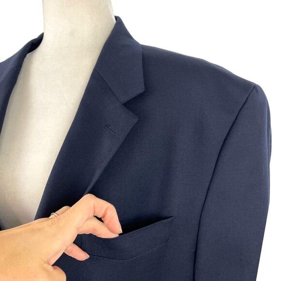 Ralph Lauren Navy Men's 42L Single Breasted Two Button 100% Wool Suit Jacket - Picture 4 of 16